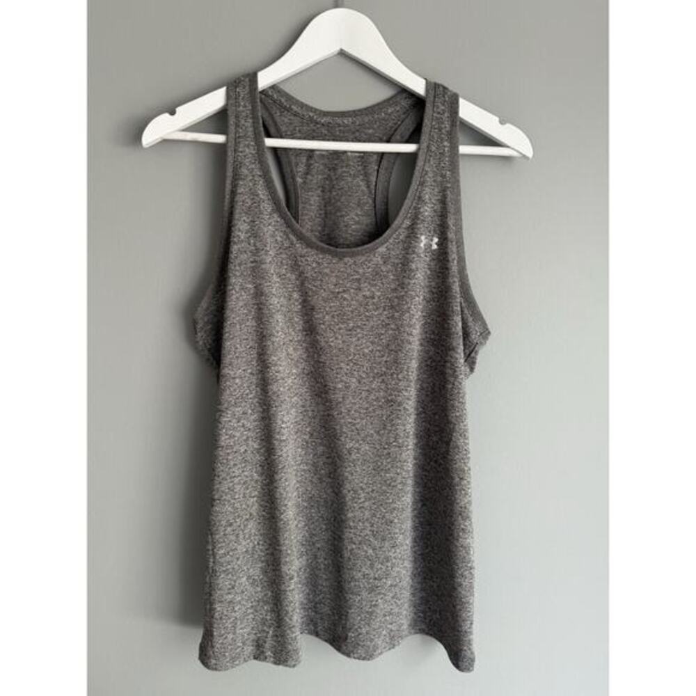 Under Armour HeatGear Gray Racerback Tank Top Women’s Medium Loose Athletic Gym